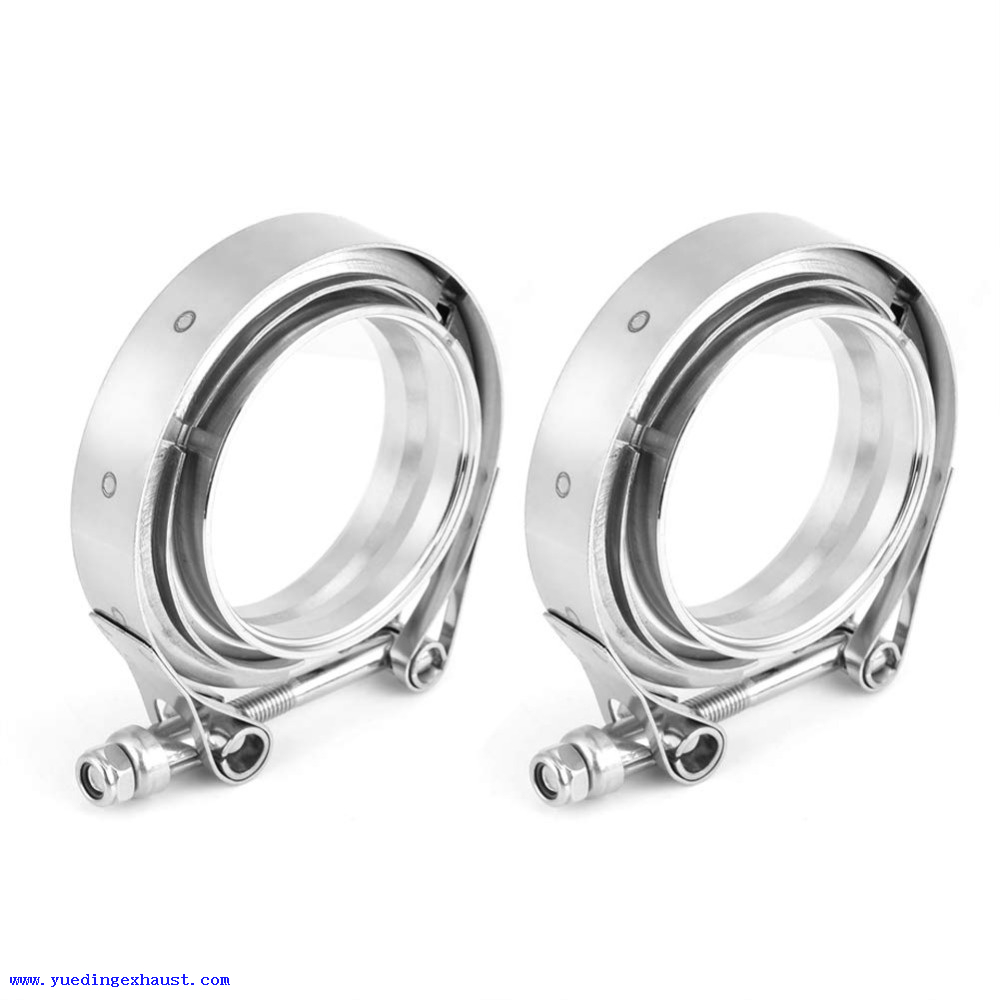 1.75" V-BAND CLAMP + FLANGES COMPLETE STAINLESS STEEL EXHAUST TURBO 45mm